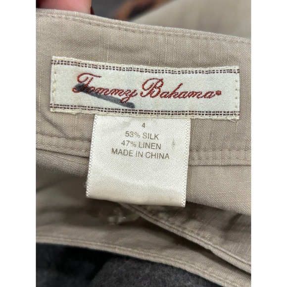 Tommy Bahama Wide Leg Pants Womens 4 Beige Silk Linen Blend Bohemian Lagenlook - Picture 3 of 5